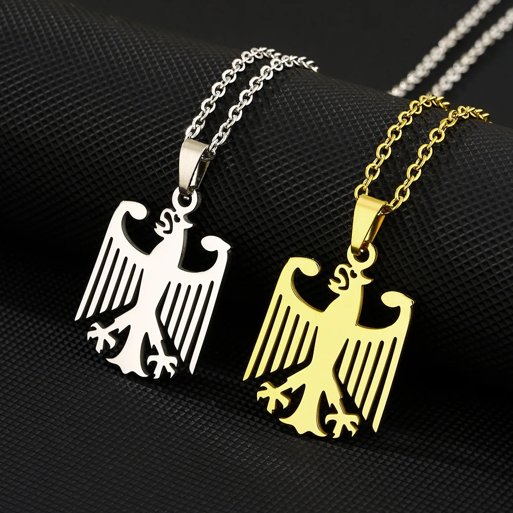 عبر الحدود نمط جديد مخصص الفولاذ المقاوم للصدأ الألمانية النسر الشعار الوطني زوجين قلادة قلادة سترة سلسلة