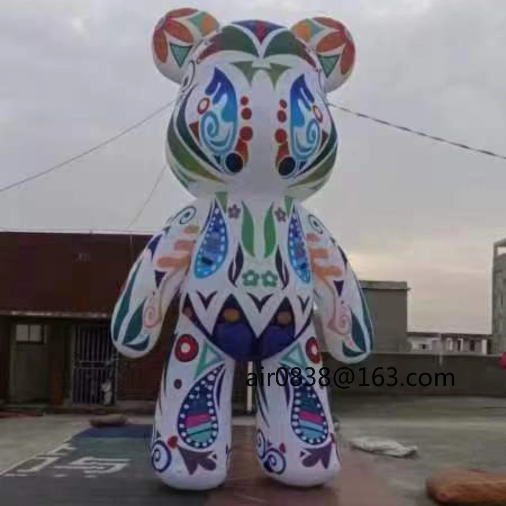 Oso de peluche inflable colorido gigante, mascota inflable, Animal de dibujos animados para publicidad en centro comercial