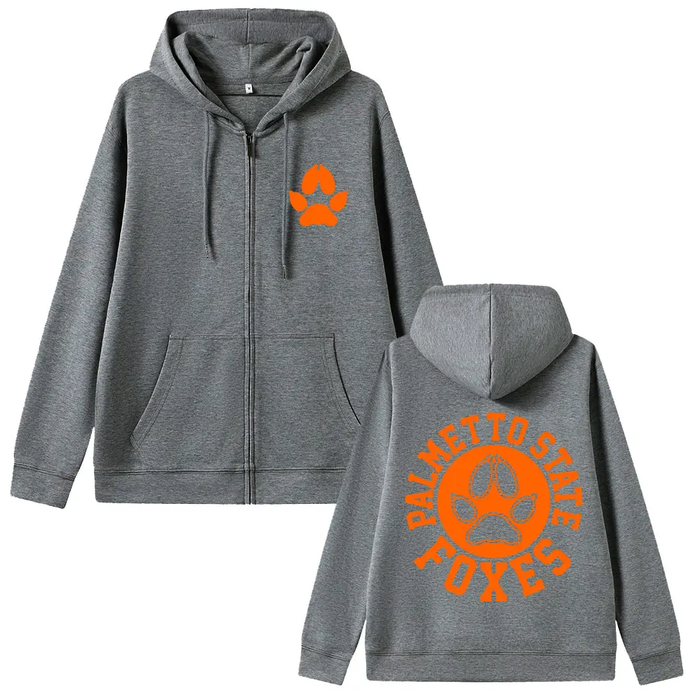 Alles für das Spiel The Foxhole Court Palmetto State Foxes Logo Grafik-Reißverschluss-Hoodie Josten-Druckmantel Herrenmode-Kapuzenpullover mit Reißverschluss – Detail 3