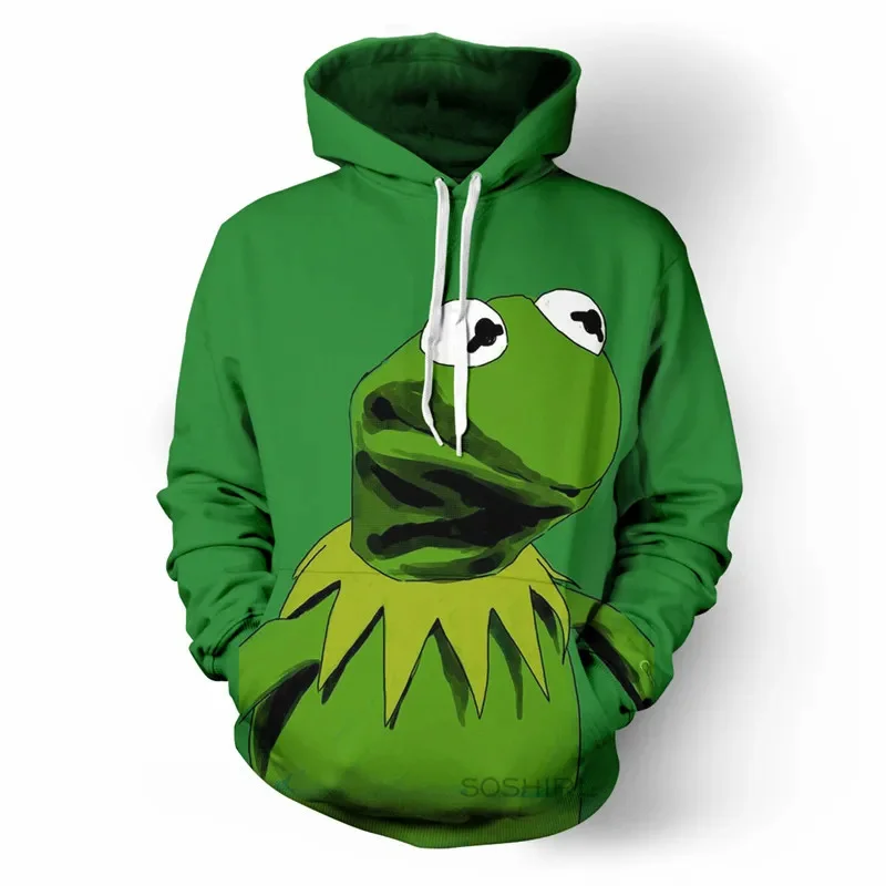 Mens and Women's Sad Frog 3D Printed Hooded Sweatshirts Frog Printed Sweatshirts Animal Printed Hooded Sweatshirts Sweaters Tops