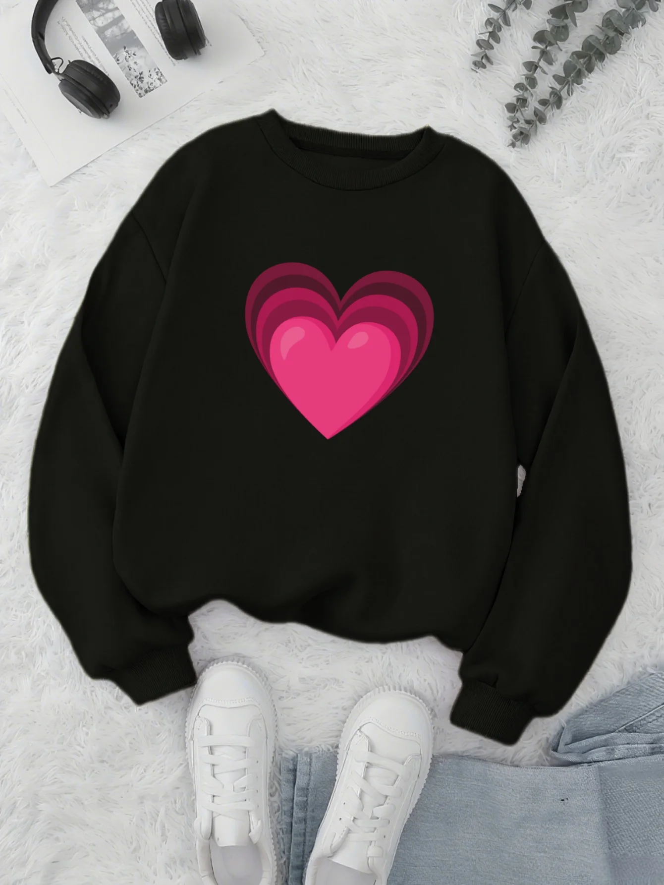 

Heart Graphic Printing Autumn and Winter Cotton Men's and Women's Sweatshirts Outdoor Sports Leisure Fashion Trend Clothing