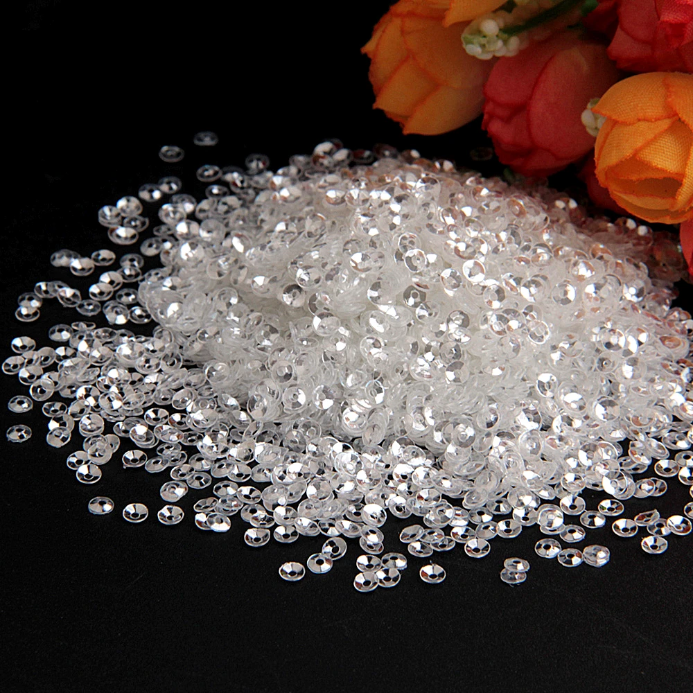 Sequin Crystal Transparent 3mm 4mm 5mm 6mm Pvc Round Flat Cup Loose Sequins Paillette Sewing Wedding Craft DIY Accessories 10g