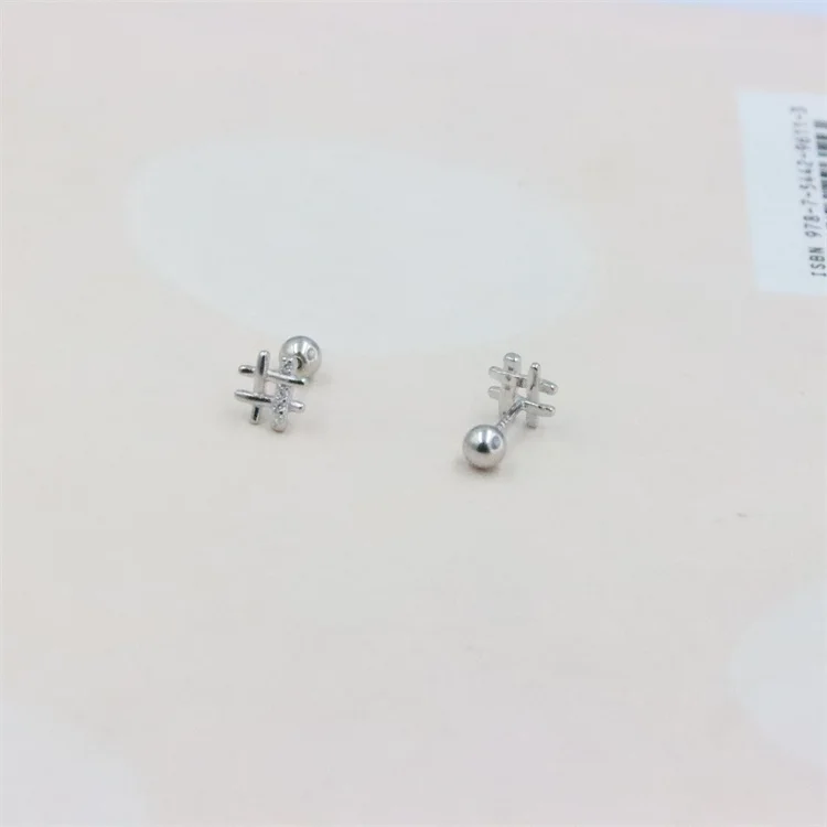 ZFSILVER 100%Sterling 925 Silver Diamond-set Music Note # Girl Screw Ball Stud Earring For Women Charm Jewelry Accessories Gifts