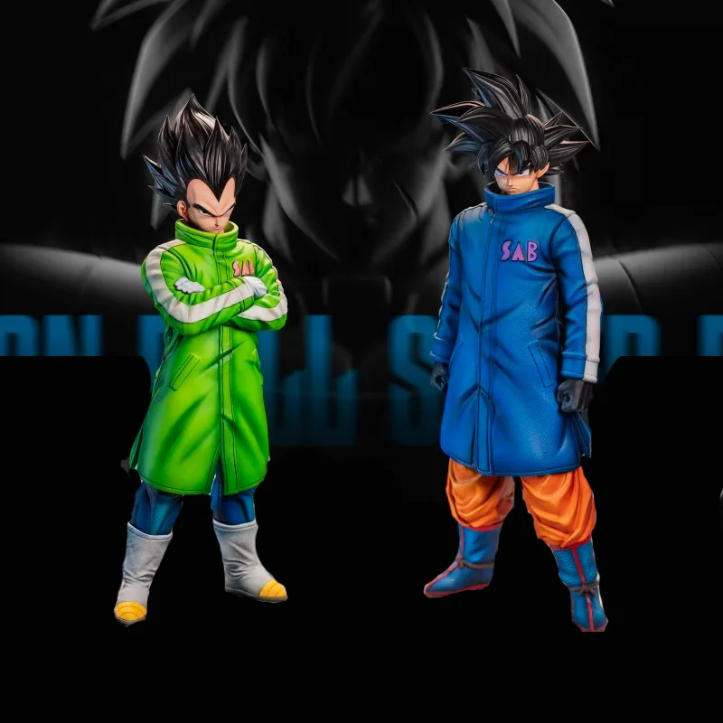 New Anime Dragon Ball Z Vegeta Figure Super Saiyan Green Coat Collectible Statue Desktop Decoration Display Model For Adult Fans