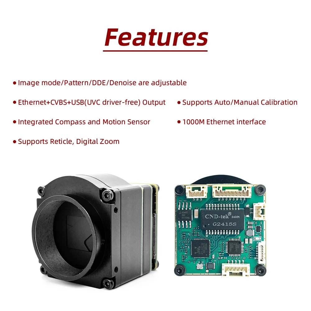 GigE Ethernet Thermal Imager GigE Thermal Camera, ETH+USB+CVBS,640x512,1Gbps,Built-in GUI,with lens