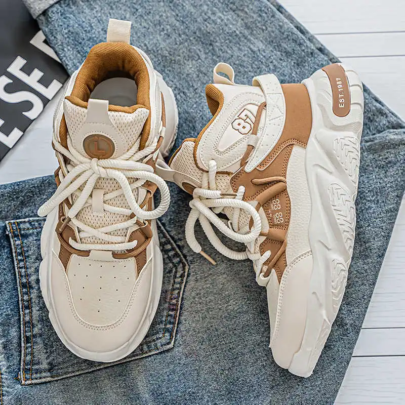 

Мужские кроссовки на толстом каблуке для осени и весны, вулканизированные, для бега, тренировок и упражнений, спортивные, в стиле кавайи, кеды, кроссовки для тренировок