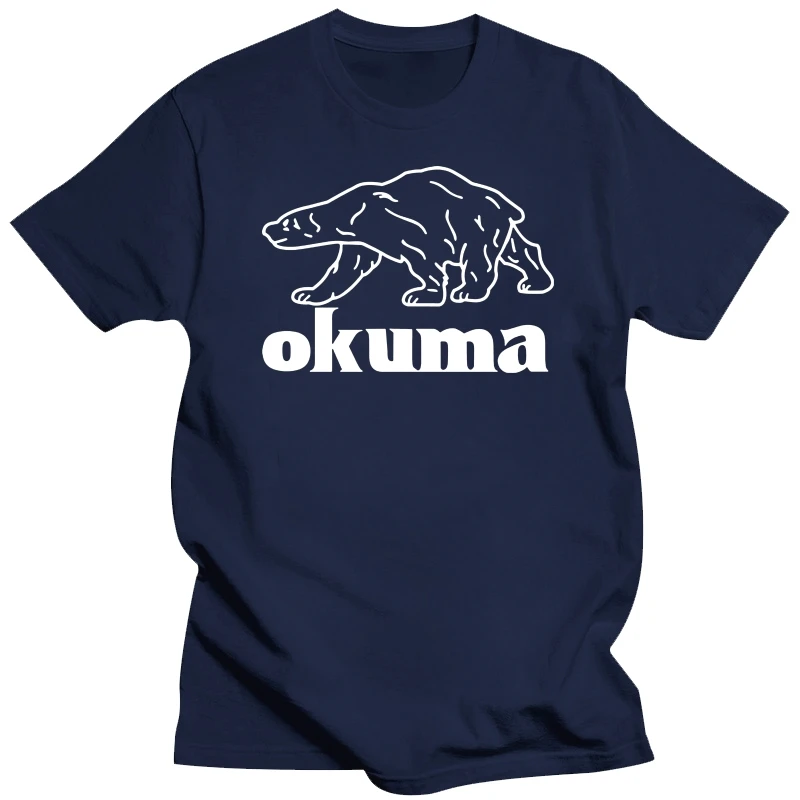 Mens summer cotton tshirt loose tops New Okuma Fishing Bear Logo Short Sleeve Black Mens T-Shirt unisex tee-shirt women top tees