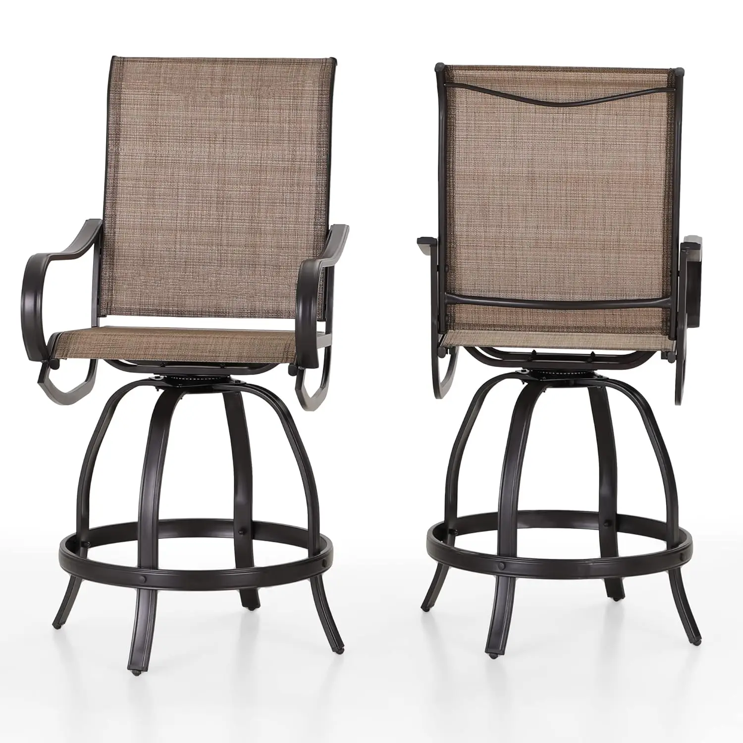 

Swivel Bar Stools 2pc Counter Height Patio Waterproof Fabric Rustproof Metal Frame Footrest Poolside Garden Yard, Customized