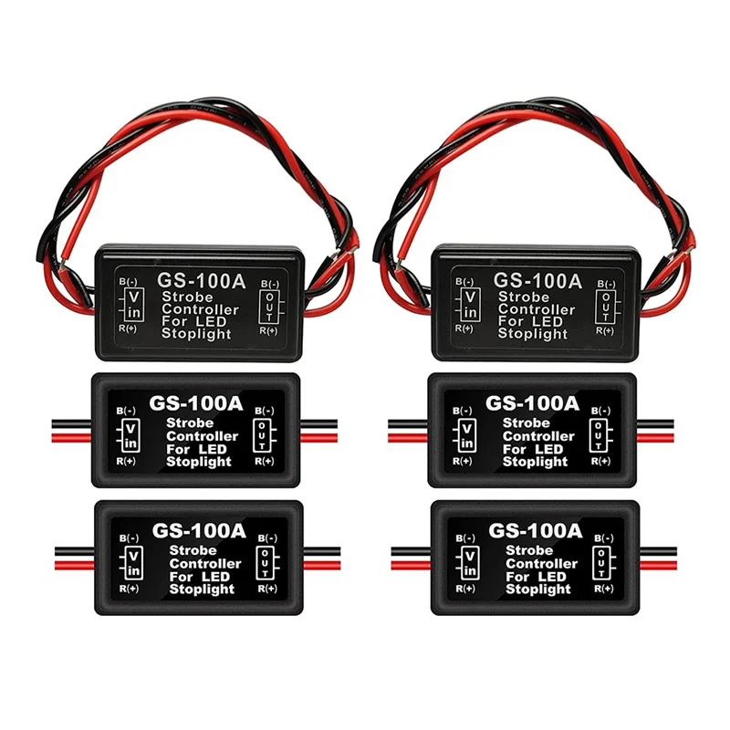 GS-100A Remlicht Flasher Module, Dc 12-24V 2a 24W Hoge Rem Controller Achterlicht Veiligheid Prompt Controller 6 Stuks