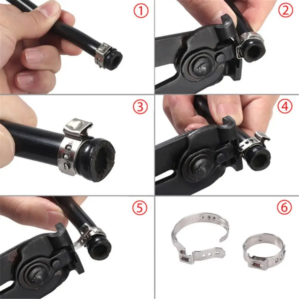 10Pcs 5.3-31mm Hose Clamp Assortment Kit Fixed Pipe Clip Single Ear Stepless 304 Stainless Steel Pipe Hoop Fuel Tube Water Pipe
