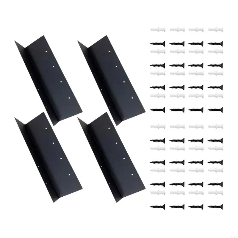 Gartenbox-Eckbeschläge, 4-teiliges Montageset aus schwarzem Metall in L-Form mit gebohrten Löchern für Hausgartenbau, B03E – Detail 8
