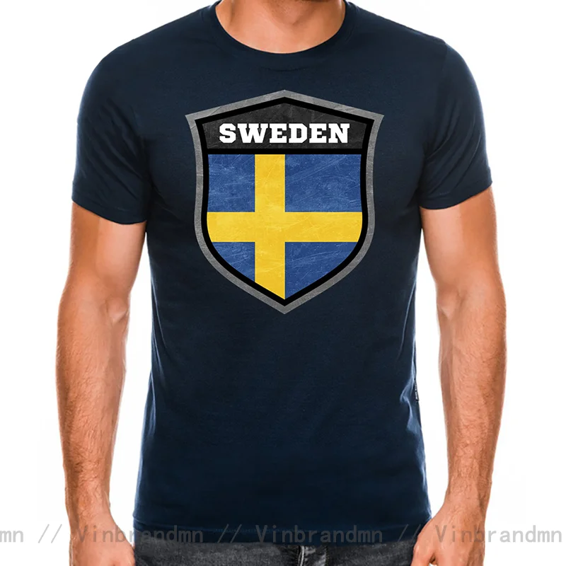 Vintage Pocket Style Sweden Shield Logo Emblem T Shirt Men Cotton Sweden Flag Swedish T-shirts Jersey for Women Custom Tee Shirt