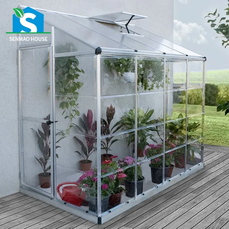 for Greenhouse PC Sun Panel Wall Leaning Flower Room Insulation House Plant Growing Shed Garden Courtyard Greenery Shelter