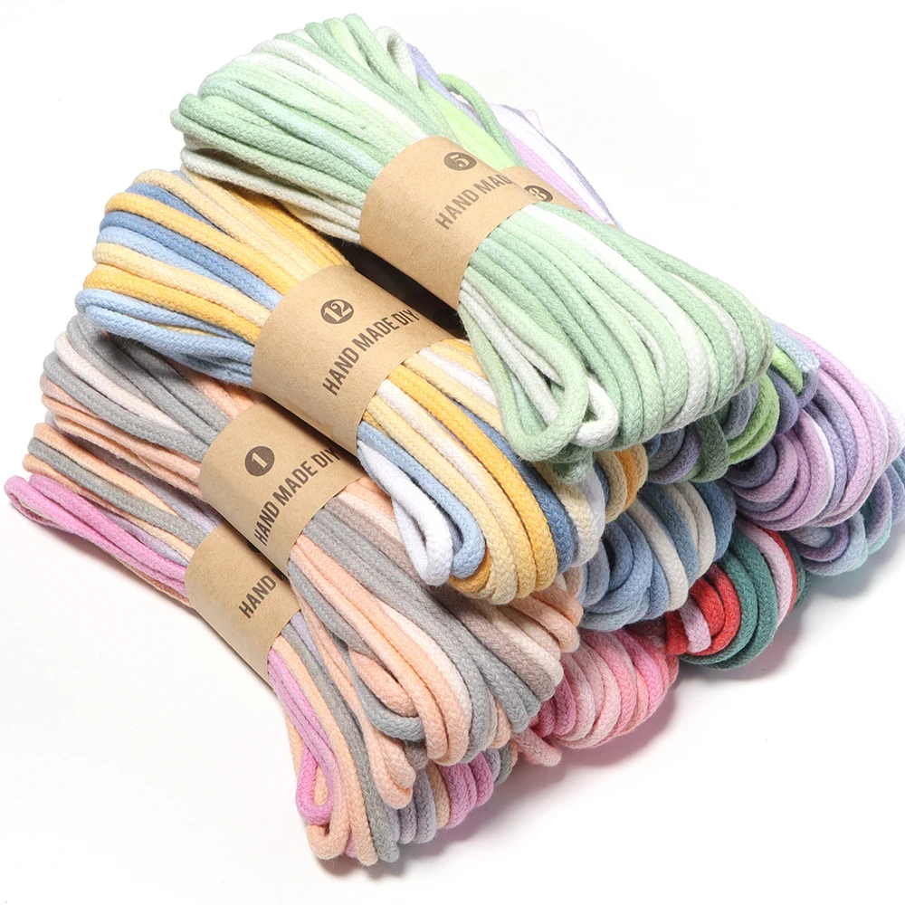 10 Yards 4 mm geflochtene Baumwollschnur mit Farbverlauf für Taschen, Kleidung, Heimtextilien, Dekoration, Telefon, Auto, Hängeseile, DIY-Nähzubehör – Detail 6