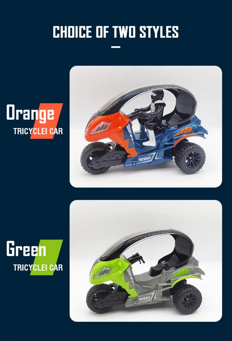 2.4Ghz RC Motorcycle Remote Control Stunt Tricycle Spray Toy Electric Colorful Three-Wheeled Racing Car Model Kid Toy Boy Gift