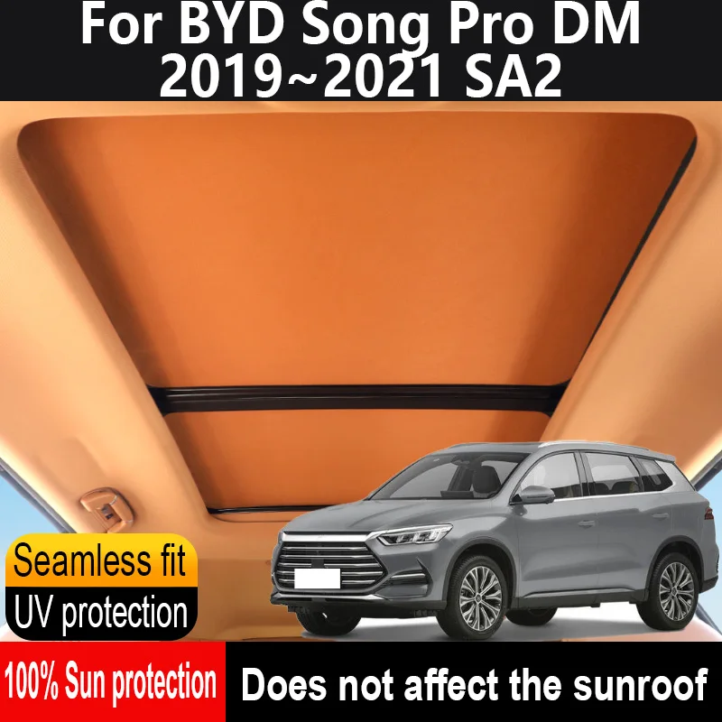 

Автомобильный люк на крыше, изоляционный козырек на крыше для BYD Song Pro DM SA2 2019 ~ 2021 2020, анти-УФ-электростатическая адсорбция, солнцезащитный козырек для небесной шторы