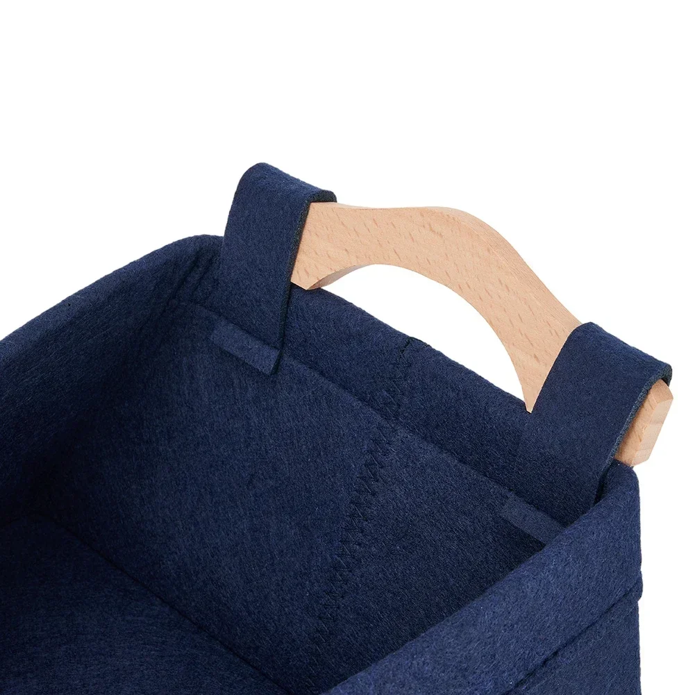 

Stylish and Practical Storage Solution Portable Square Basket with Pine Wood Handles Choose Your Preferred Color
