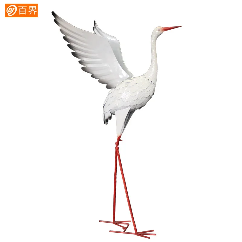 錬鉄製のコウノトリの装飾シミュレーション白鷺飛行鳥ホーム芝生屋外クレーン結婚式の小道具の装飾