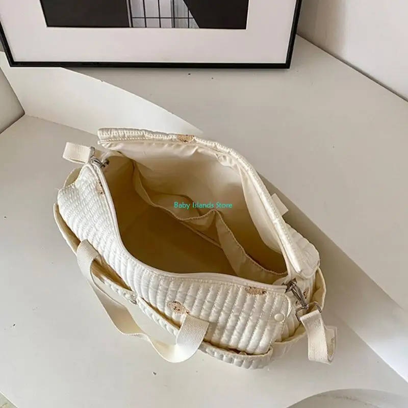 

K92D Functional Maternity Diaper Bag Storage Handbag Large Capacity with Beautiful Embroidery for Shopping and Family Outings