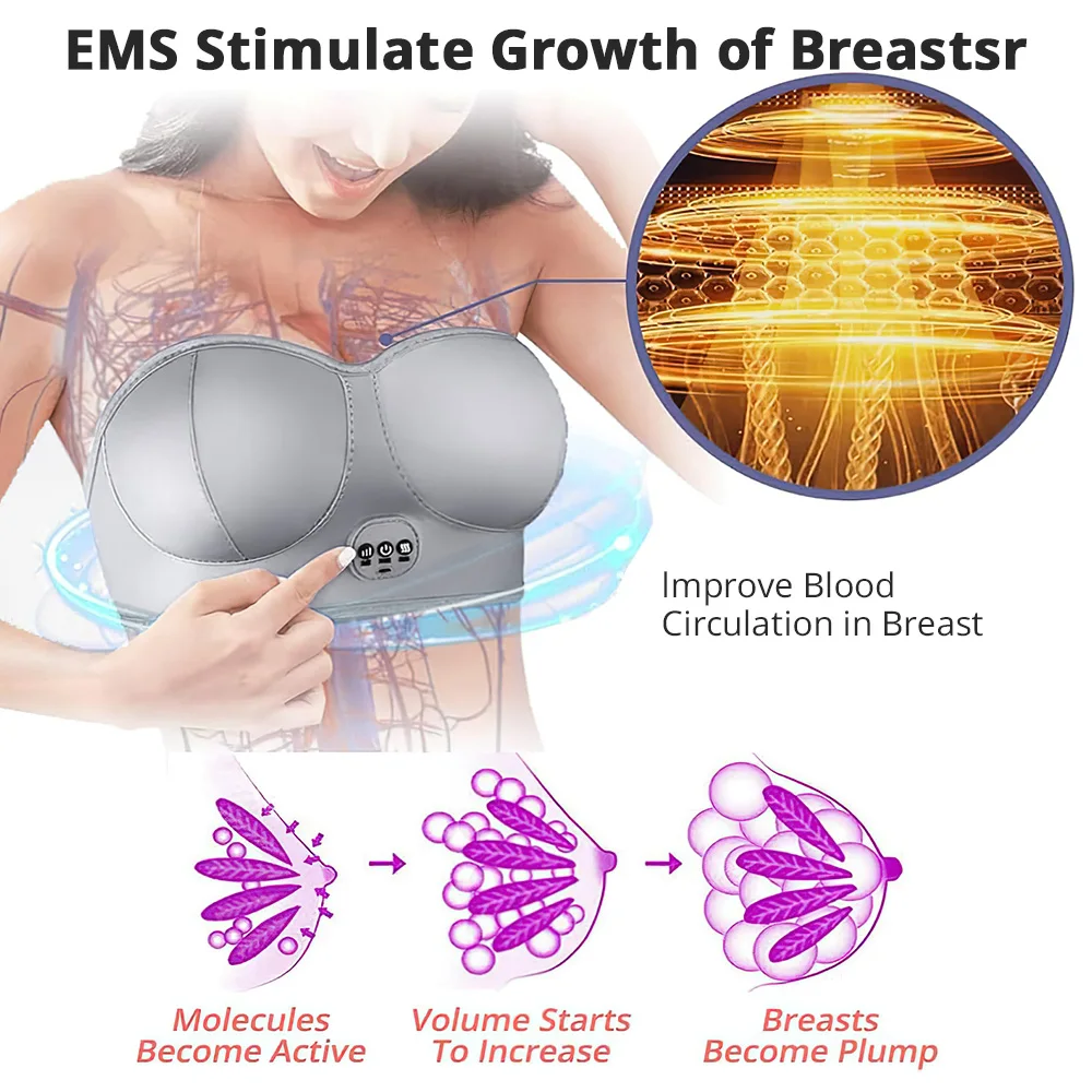 Electric Breast Massager Wireless Chest Enhance Vibration Massage Machine Bra Breast Enlargement Device