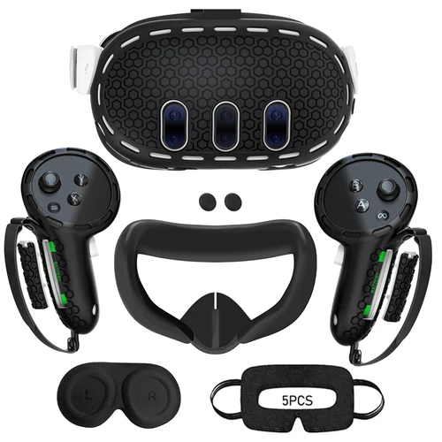 Juego de fundas protectoras de silicona VR 6 en 1 para Meta Oculus Quest 3, cubierta facial, agarre del controlador, cubierta de carcasa, cubierta de lente, tapa basculante