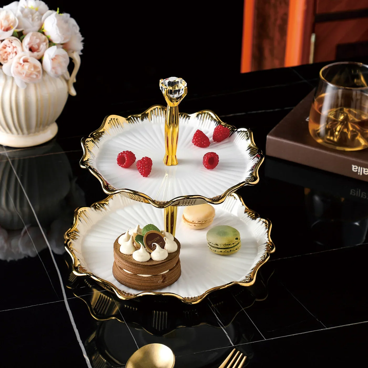 DSA light luxury multi-layer fruit plate, living room household coffee table dried fruit display snack snack plate, front desk