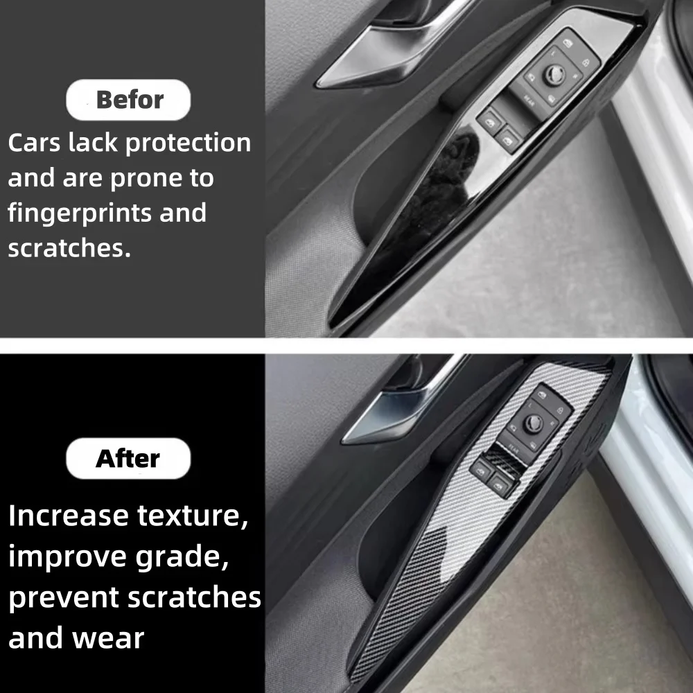 4 قطعة ل Volkswagen VW ID.4 ID4 ID.3 2021 2022 2023 باب السيارة مسند الذراع منظم النافذة رفع التبديل لوح أزرار تزيين غطاء #2