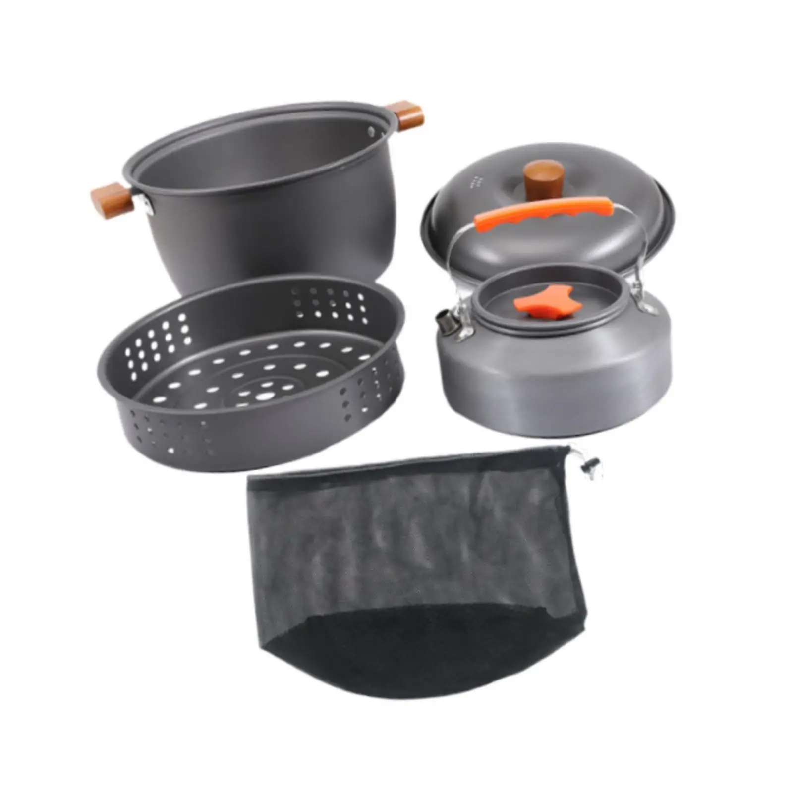 

Набор походной посуды, портативный, с сумкой для хранения, аксессуарами и приборами, пароваркой для путешествий, рыбалки, пикника, кемпинга на открытом воздухе