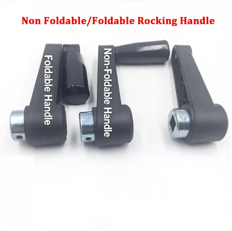 1Pcs Round Hole Square Hole Rocking Handle Hole 8/10/12/14/16/20mm Black Non Foldable Machine Hand Crank Hhandle Rocking Handle