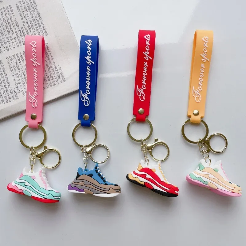 Small Ornaments Creative Soft Rubber Shoes Son Dad Shoes Keychain Cartoon Couple Bag Pendant Fashion Sports Shoes Pendant. Decor