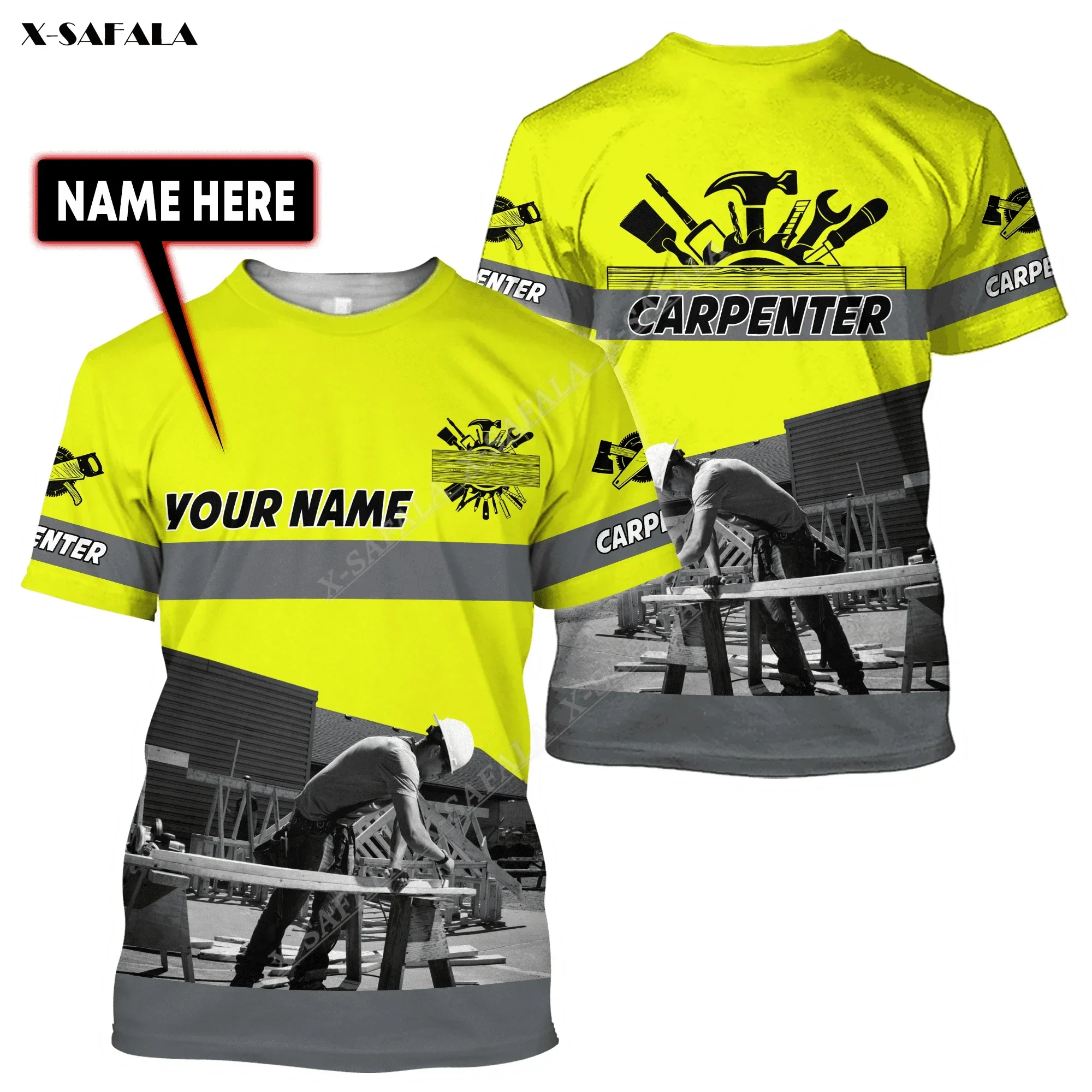 اسم مخصص Lineman لحام سائق شاحنة ميكانيكي كهربائي شاحنة ثلاثية الأبعاد تي شيرت مطبوع الرجال تي شيرت غير ملابس العمل تأثيري موحدة السلامة