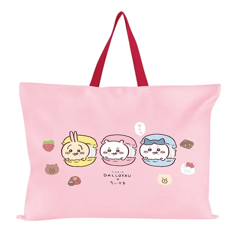 Chiikawa Large Capacity Canvas Tote Bag Cute Cartoon Hachiware Usagi Print Kindergarten Quilt Storage Bag Portable Hand‑Carried