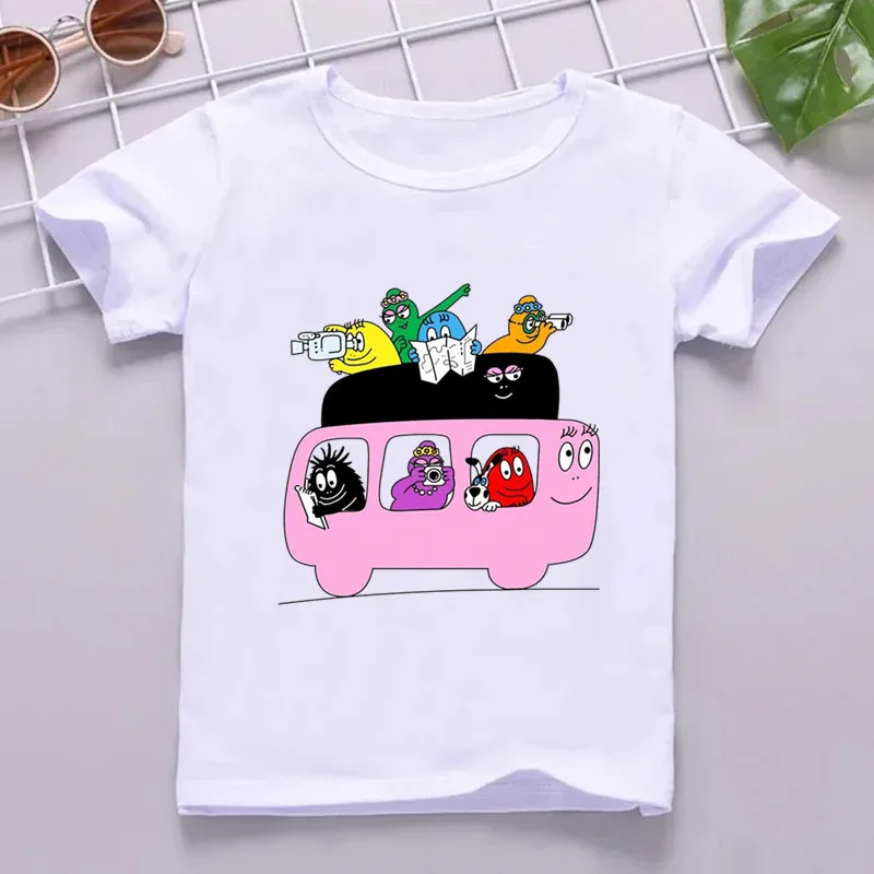 Hot Sale Cute Barbapapa Print Cartoon Kids T shirt Funny Girls Summer Tops Baby Boys Clothes Children Short Sleeve T-shirt