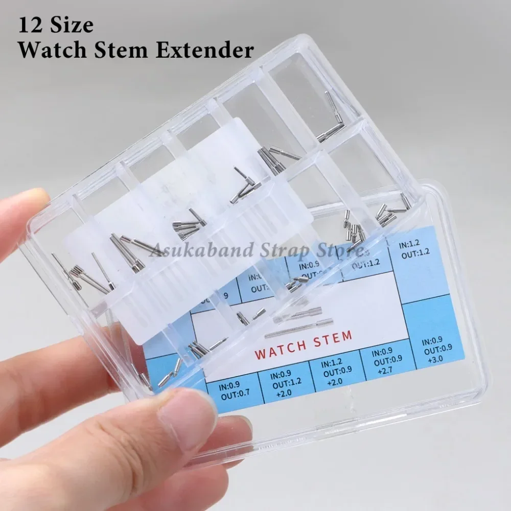 Watch Stem Extender Replacements with Storgae Box All Steel Handlebar Extension Coupler 0.7 to 0.9 Length Watch Repair Tools