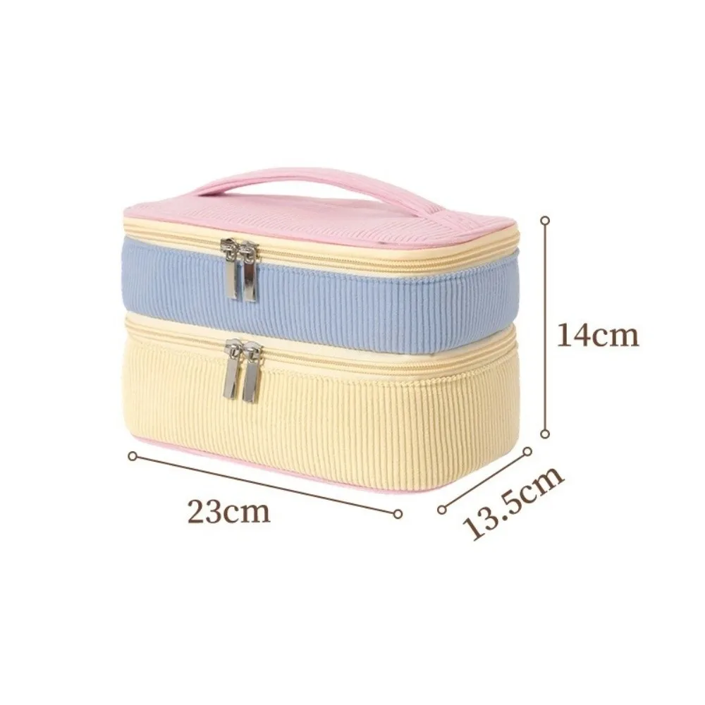 Neue doppellagige Aufbewahrungstasche aus weichem Material, große Kapazität, Kosmetiktasche mit Reißverschluss, tragbare Make-up-Tasche, Aufbewahrungstasche – Detail 1