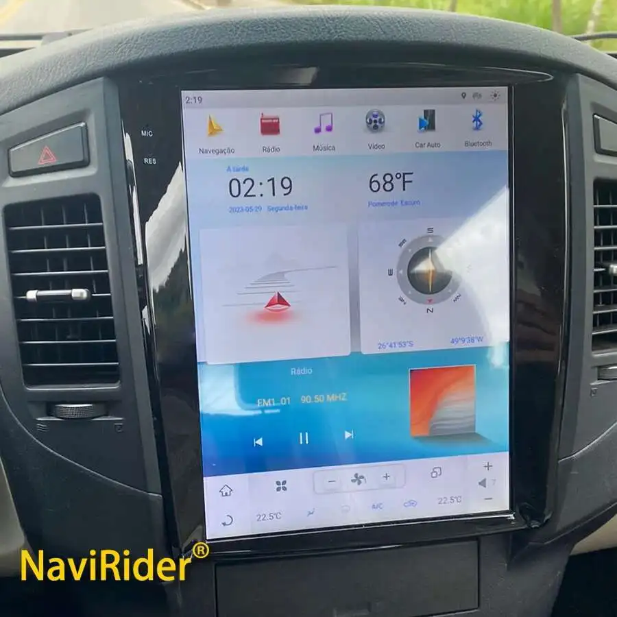 Rádio automotivo com tela tesla de 12.1 polegadas, para mitsubishi pajero sport v97 v93 v98 rockford, navegação gps, carplay, unidade multimídia android