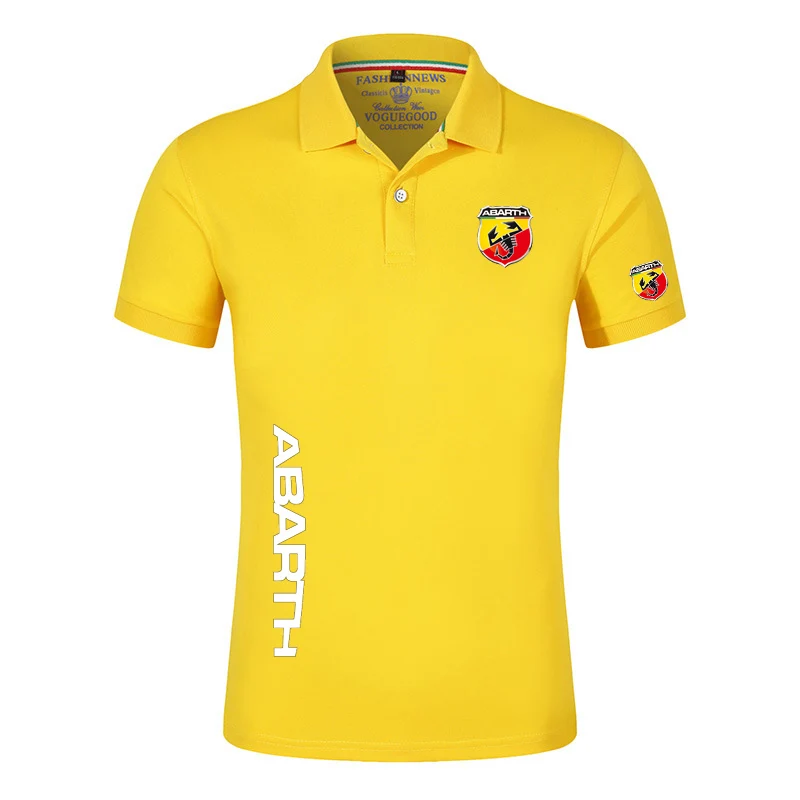 Summer New Men Abarth Quick Drying Pullovers Polo Shirt Button Decoration Short Sleeve Business Casual Fashion Lapel Tops