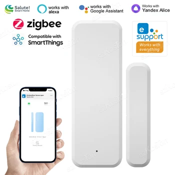 Ewelink app zigbee3.0 sensor inteligente de janela de porta, proteção de segurança para casa inteligente, detector de porta aberta e fechada para alexa google alice