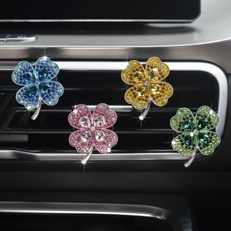 Car Perfume Clip Lucky Four-leaf Clover Car Air Outlet Car Air Freshener Diffuser Auto Decoration Accessories Fresh Air