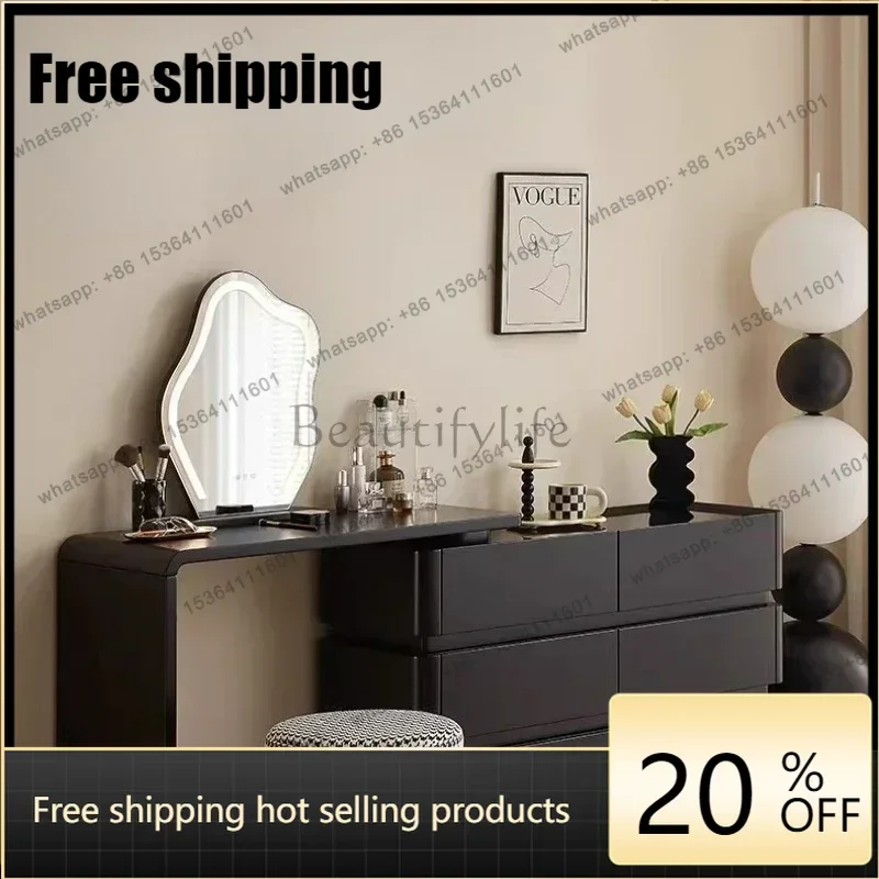 X4 Number Of Drawers 6 Cream Style Black Chest Of Drawers Minimalist Modern Retractable Dressing Table Makeup Vanity Makeup Desk