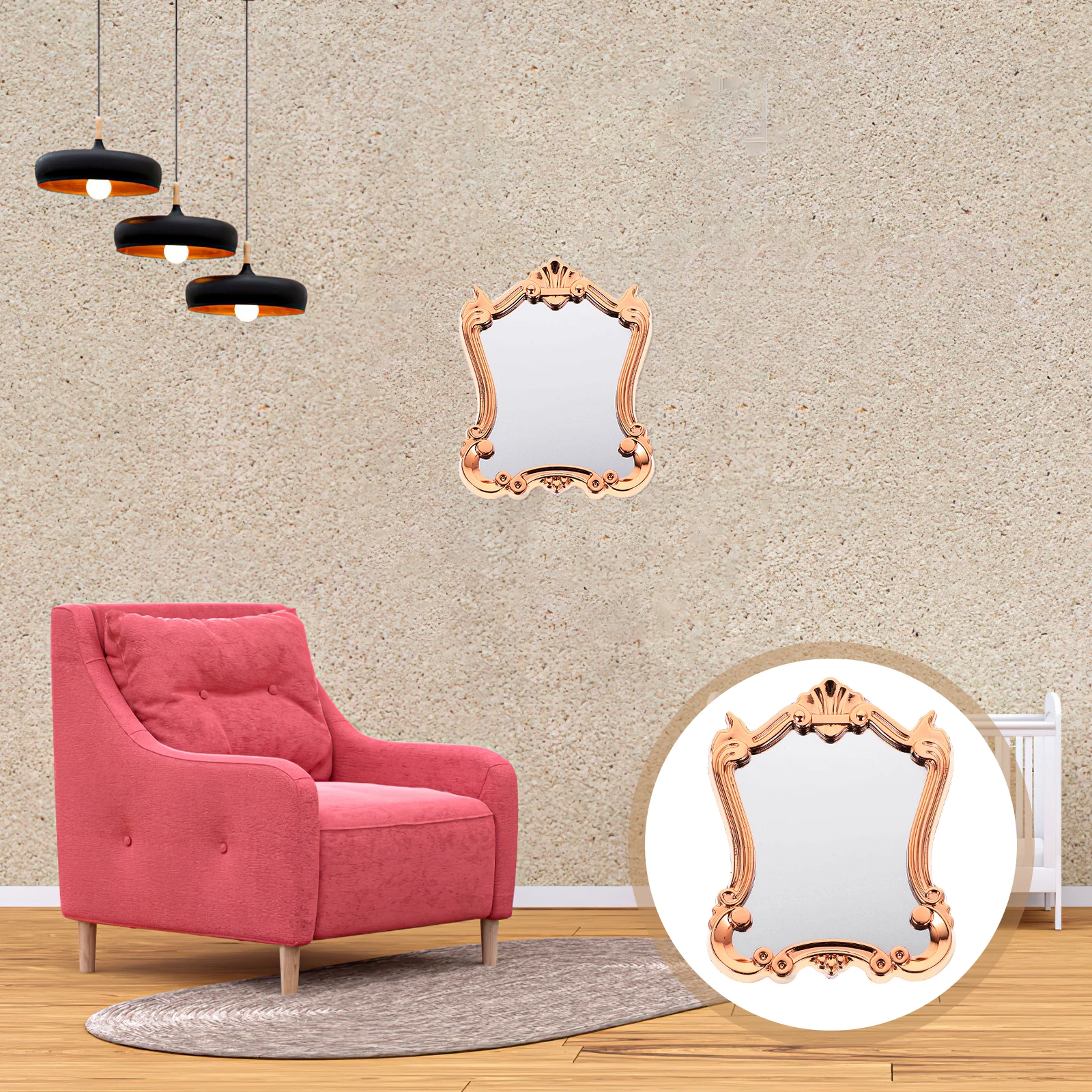 

Miniature Bathroom Mirror Vintage Style Sophisticated Decor Accessory Versatile Mini Mirrors Dollhouse Accessories