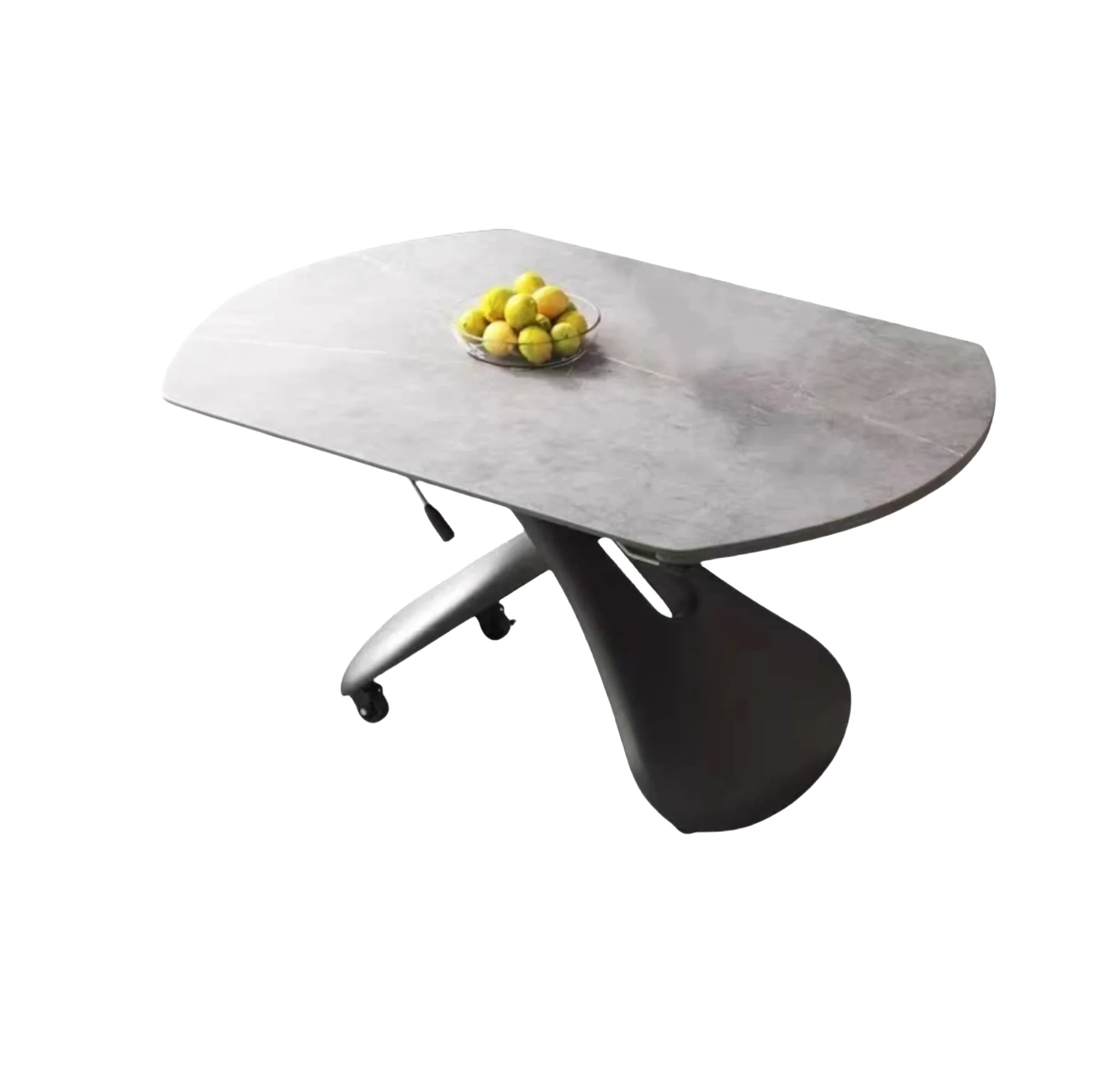 

Hot Sales Light Luxury European Rectangle Dining Table Set Modern Rock Board Metal Adjustable For Home Furniture Use