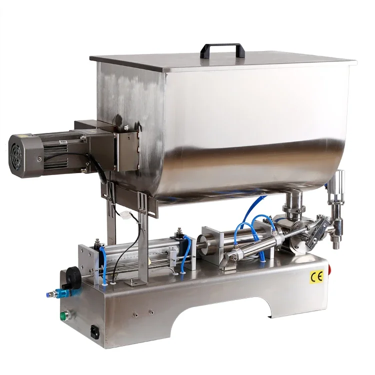 100-1000ML High Precision Piston Filling Machine, Pneumatic Liquid & Paste Filler with 80L Hopper for Beverage & Oil Bag Filling