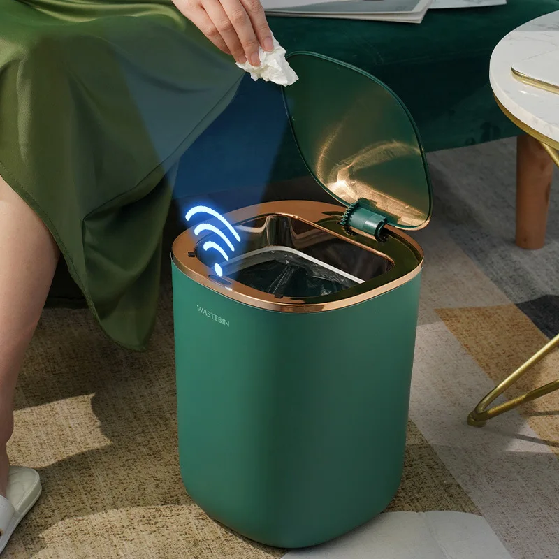 

Intelligent trash can induction household kitchen toilet bathroom living room bedroom light luxury with cover fully