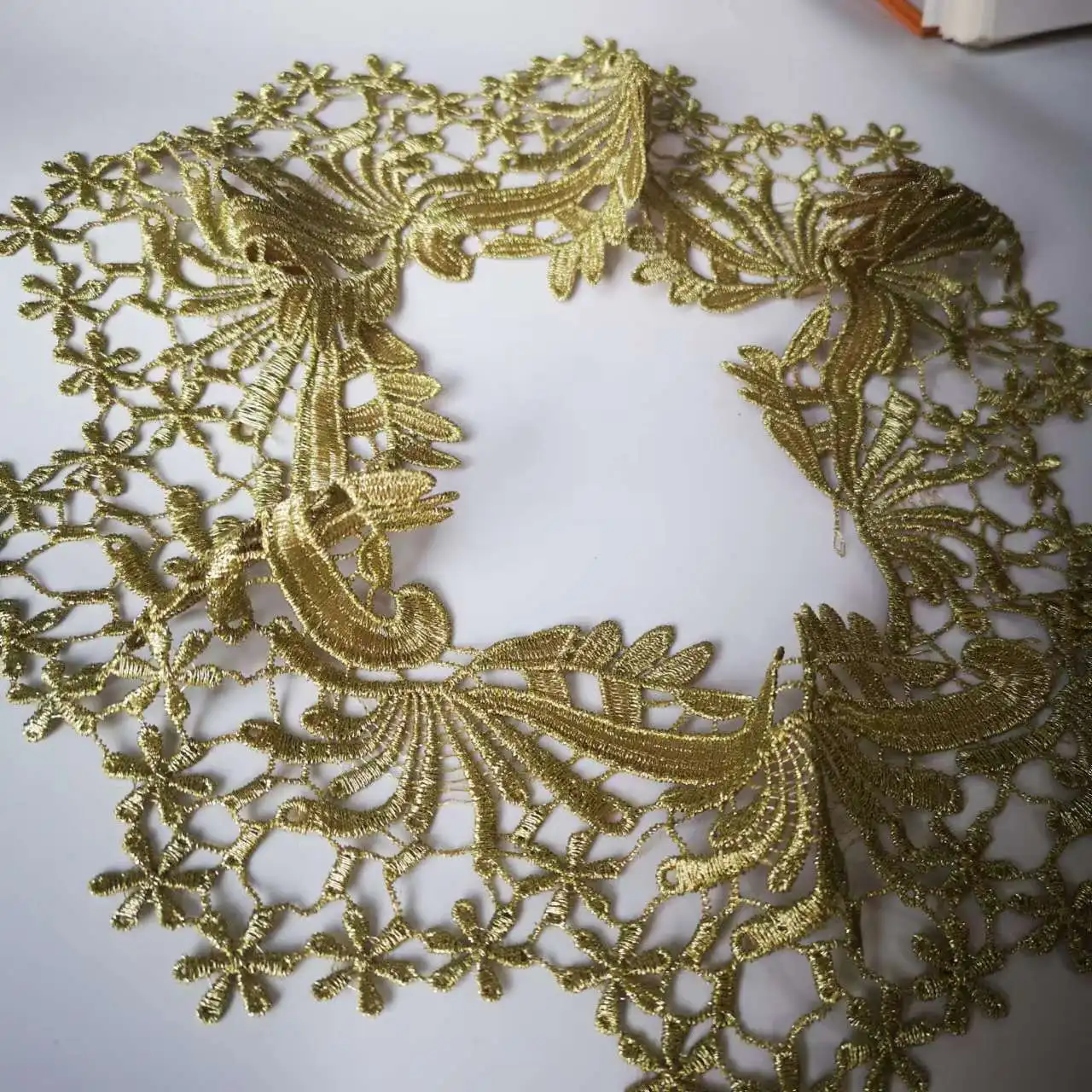 1 Yard 9cm Width Good quality Gold Venice Lace Trim Wedding DIY Crafted Sewing Flower Venise Lace Trim Fabric