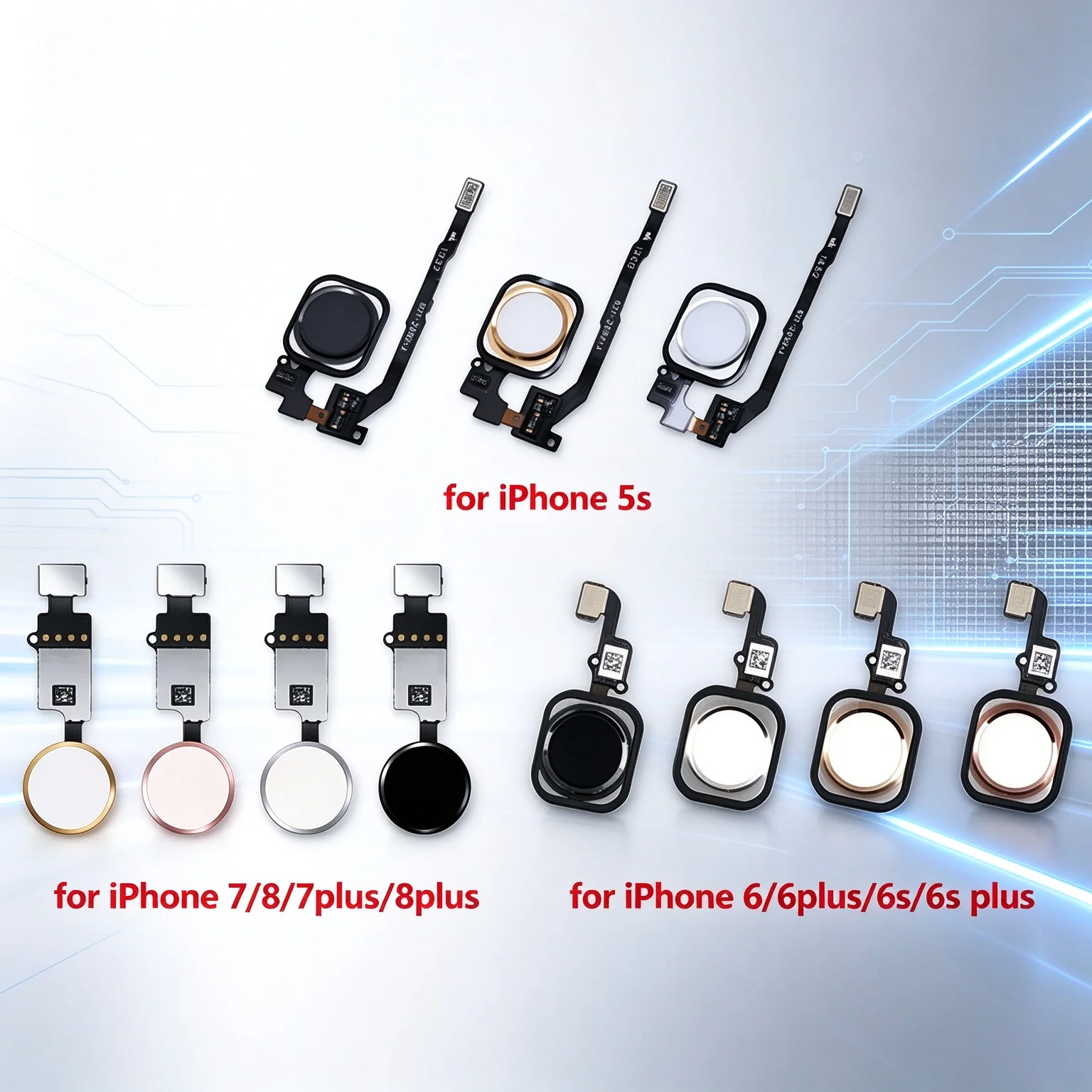 for iPhone 5s 6 6s 6plus 6splus 7 7plus 8 8plus Home Button with Flex Cable Assembly Replacement Repair Mobile Phone Parts