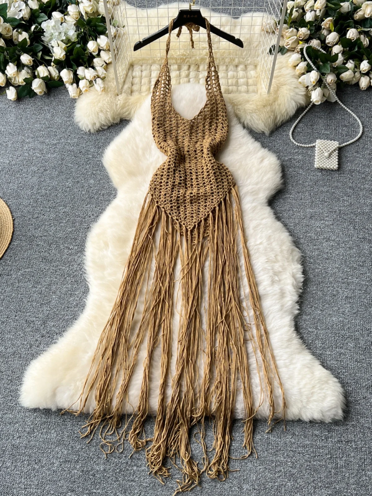 Vestido Sexy con cuello calado y ribete de punto para mujer, Top versátil adeazante para chica, Top de vacaciones, falda ac...