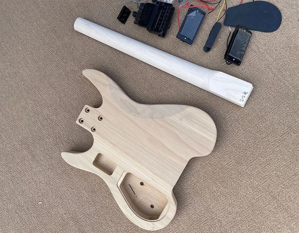 DIY 6  Strings Headless Electric Guitar Kits with Alder Body,Rosewood Fretboard,Customizable