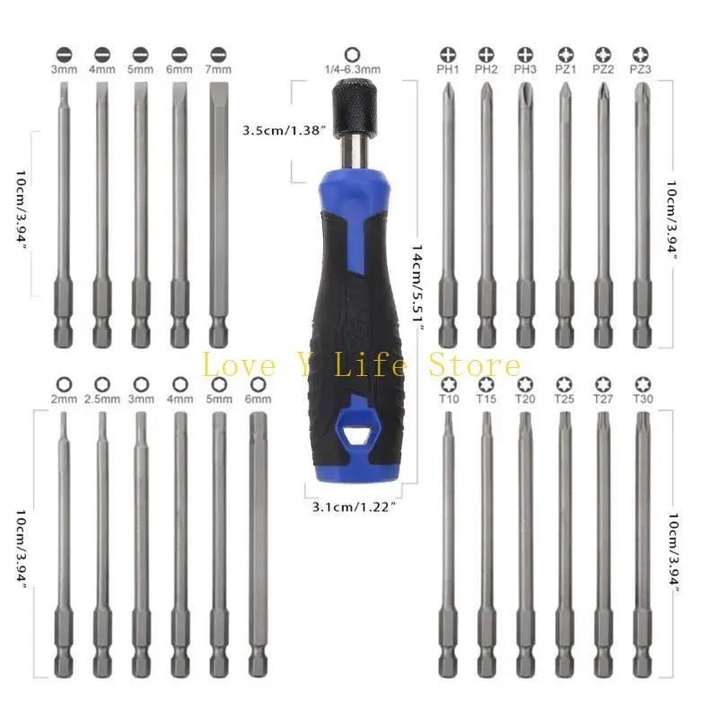 L74C Pratico Bit sicurezza a lungo set con pezzi cacciavite per cacciavite