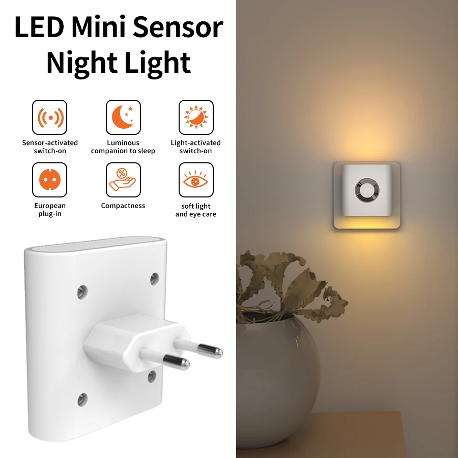 

Human Body Sensor Night Light with EU Plug Warm Light Eye Care Hallway Light Dual Head Lighting Bedside Lamp Stairs Night Lights